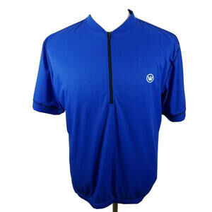 Canari Mens Polyester SS 1/4 Zip Solid Royal Blue Bike Cycling Shirt XL